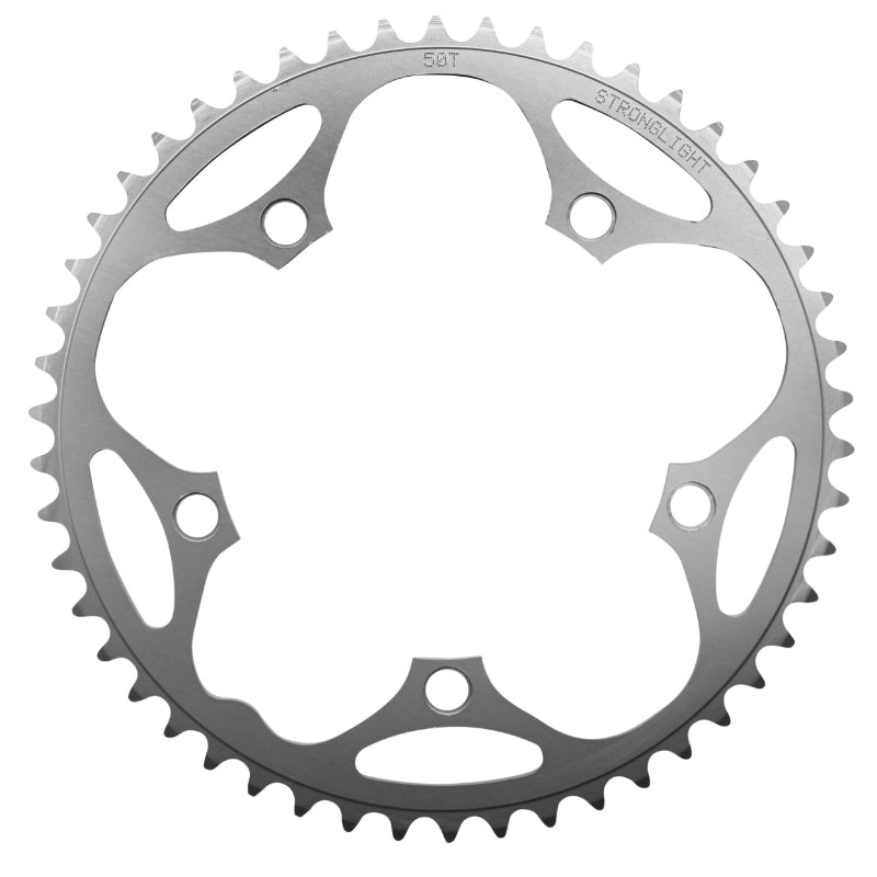 Plateau route Stronglight 5 branches 130 mm type Shimano argent Dural 8-9 v – 50 dents