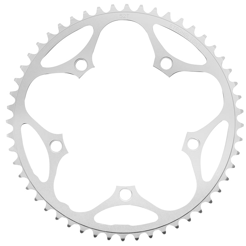 Plateau route Stronglight 5 branches 130 mm type Shimano argent Dural 8-9 v – 52 dents