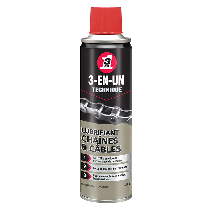 Lubrifiant 3 en 1 PTFE WD-40 chaîne et câble 250 ml