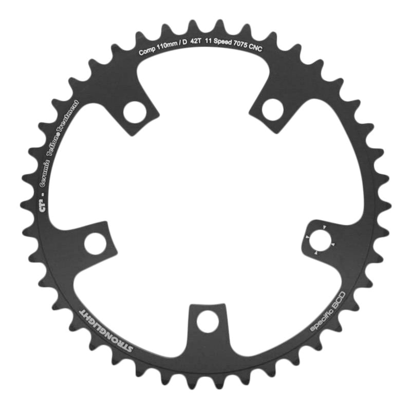 Plateau route Stronglight 5 branches 110 mm Campagnolo Ultra Torque intérieur noir CT2 11 v fileté – 42 dents