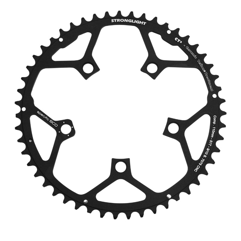 Plateau route Stronglight 5 branches 110 mm Campagnolo Ultra Torque extérieur noir CT2 11 v – 51 dents