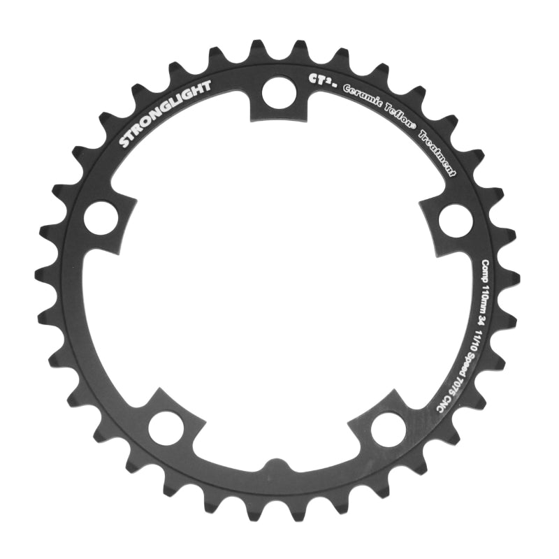 Plateau route Stronglight 5 branches 110 mm type Shimano intérieur noir CT2 10-11 v – 34 dents