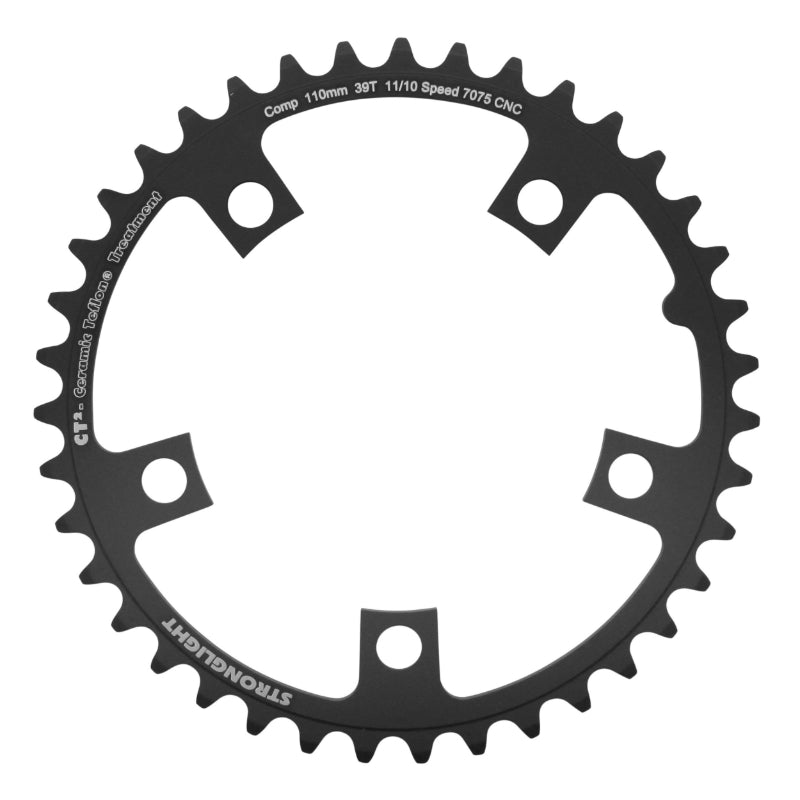 Plateau route Stronglight 5 branches 110 mm type Shimano intérieur noir CT2 10-11 v – 39 dents