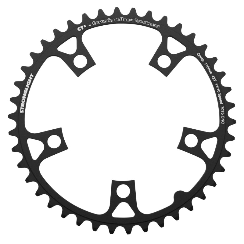 Plateau route Stronglight 5 branches 110 mm type Shimano intérieur noir CT2 10-11 v – 42 dents