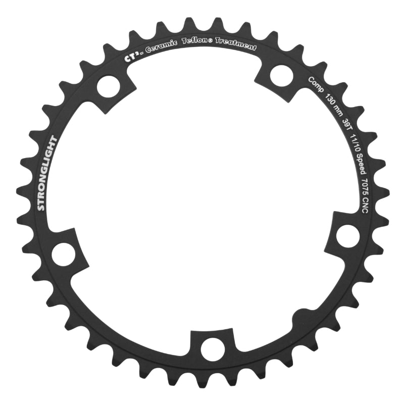 Plateau route Stronglight 5 branches 130 mm type Shimano intérieur noir CT2 10-11 v – 39 dents