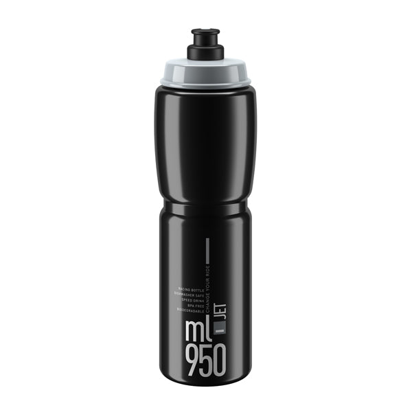 Bidon Elite Jet – Noir logo gris 950 ml