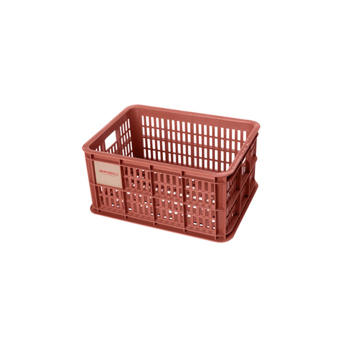 Caisse de vélo en plastique recyclé BASIL – S – 17,5 L / Standard / Rouge terre