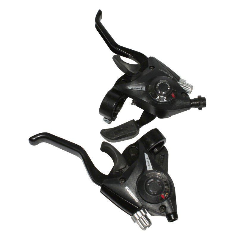 Leviers-manettes VTT P2R 3 x 7 vitesses V-Brake compatibles Shimano (paire)