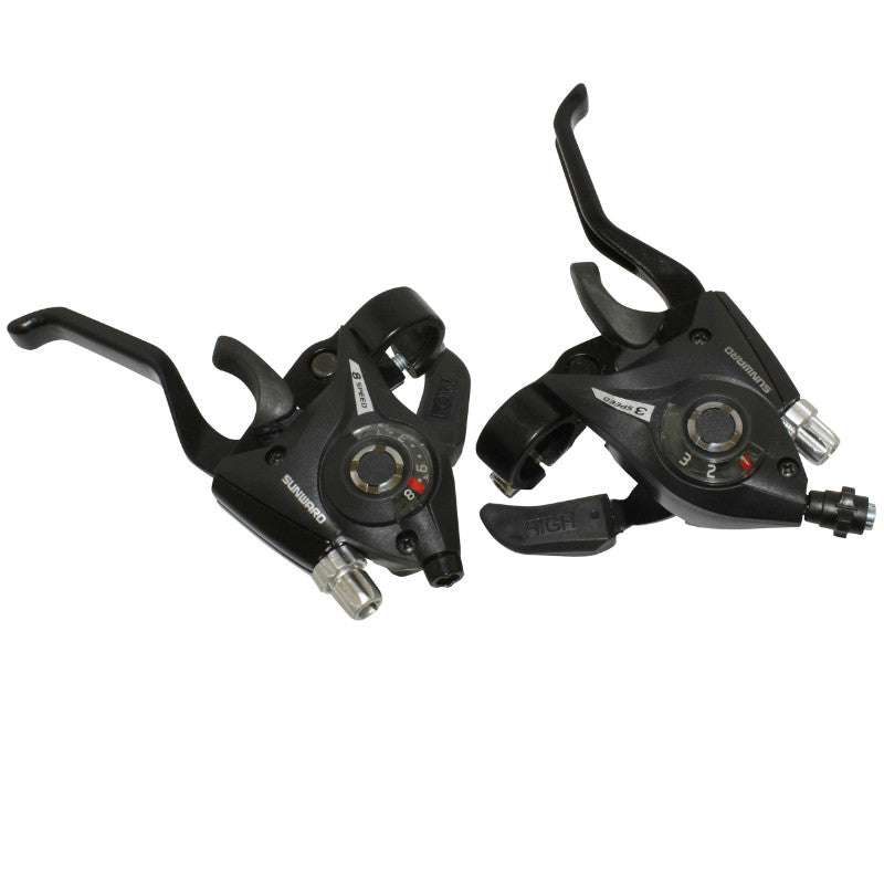Leviers-manettes VTT P2R 3 x 8 vitesses V-Brake compatibles Shimano (paire)
