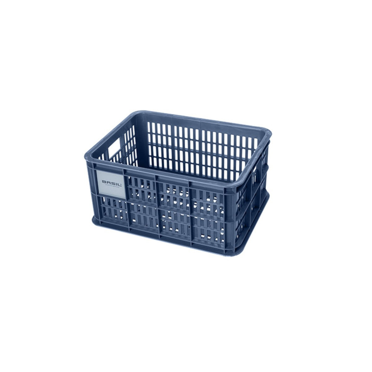 Caisse de vélo en plastique recyclé BASIL – L – 40 L / Standard / Bleu pierre