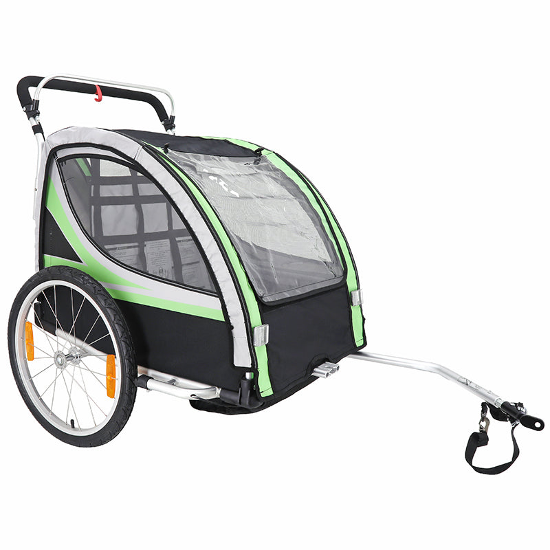 Remorque enfant poussette 2 places alu vert-noir – 36 kg – vue 7
