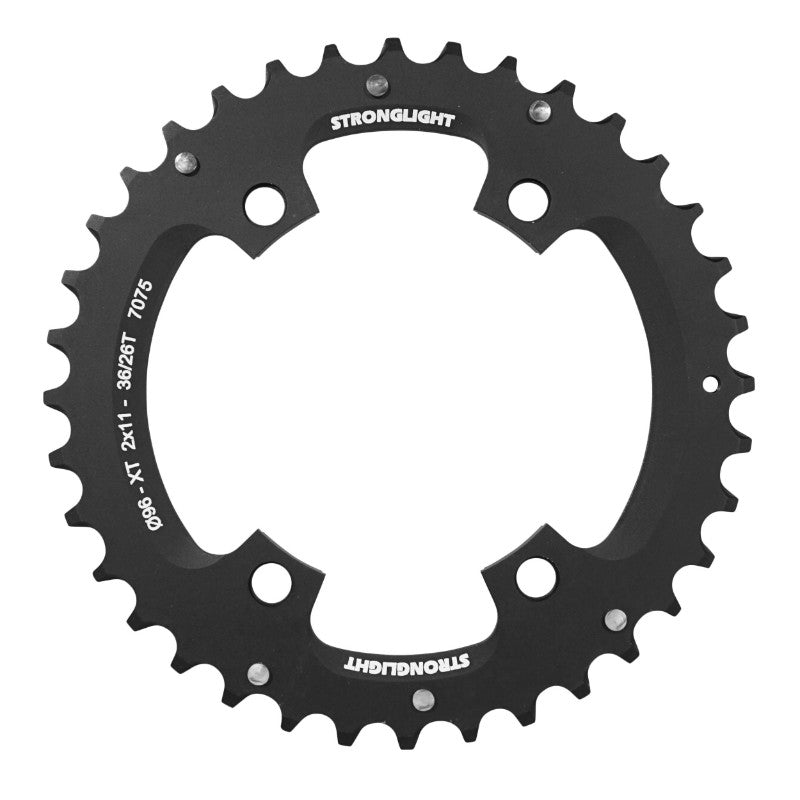 Plateau VTT Stronglight 4 branches 96 mm pour Shimano XT M8000-SLX M7000 extérieur double noir 11 v – 36 dents