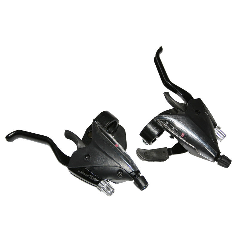 Leviers-manettes VTT P2R Azera 3 x 8 vitesses V-Brake compatibles Shimano (paire)