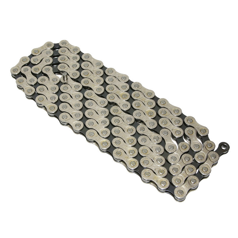 Chaîne 7-8 vitesses P2R argent-noir 116 maillons compatible Shimano et SRAM