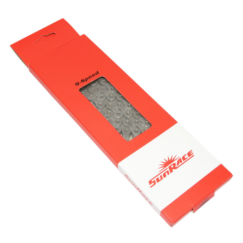 Chaîne Sunrace 9 vitesses grise 116 maillons
