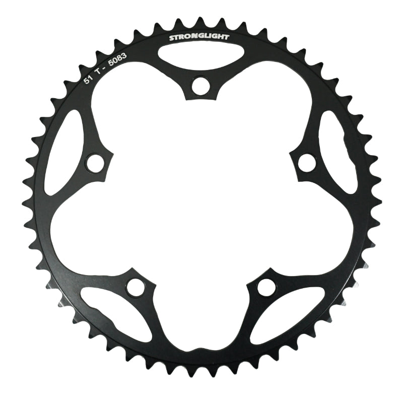 Plateau route Stronglight 5 branches 130 mm type Shimano noir Dural 8-9 v – 51 dents