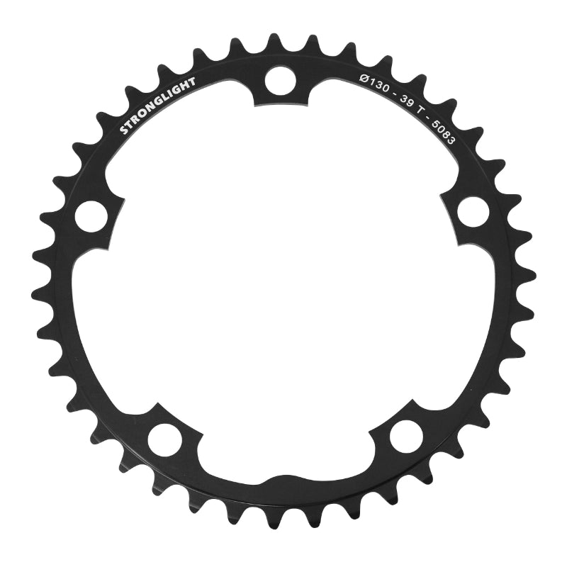 Plateau route Stronglight 5 branches 130 mm type Shimano intérieur noir Dural 8-9 v – 39 dents