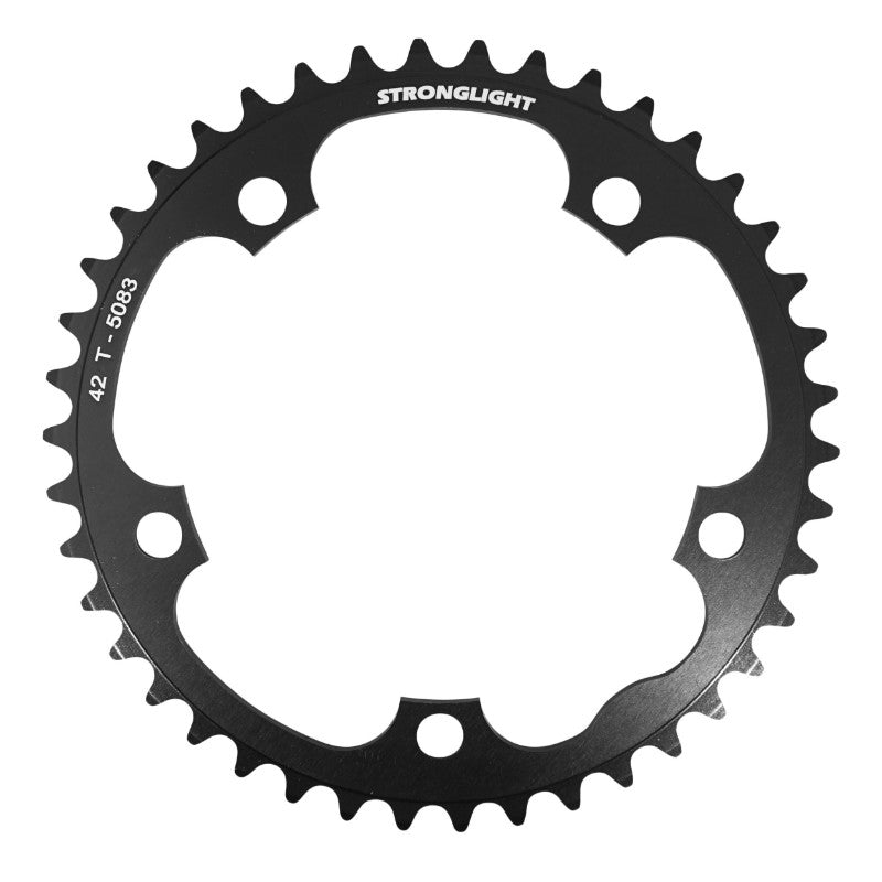 Plateau route Stronglight 5 branches 130 mm type Shimano intérieur noir Dural 8-9 v – 42 dents