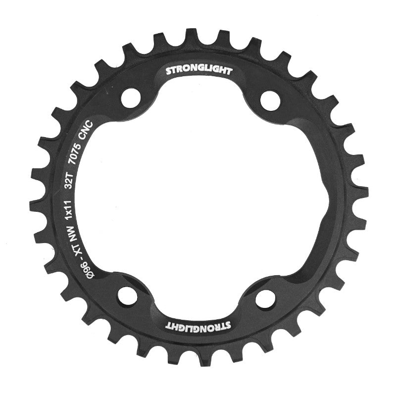 Plateau VTT Stronglight 4 branches 96 mm pour Shimano XT M8000-SLX M7000 mono noir 11 v narrow wide – 32 dents