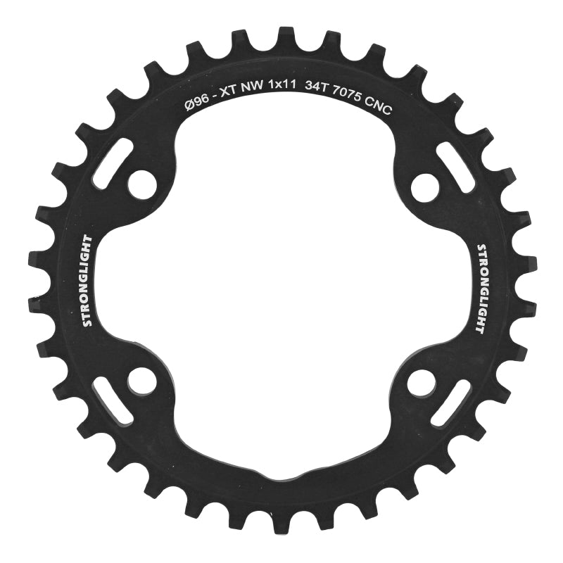 Plateau VTT Stronglight 4 branches 96 mm pour Shimano XT M8000-SLX M7000 mono noir 11 v narrow wide – 34 dents