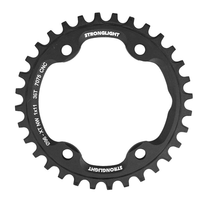 Plateau VTT Stronglight 4 branches 96 mm pour Shimano XT M8000-SLX M7000 mono noir 11 v narrow wide – 36 dents