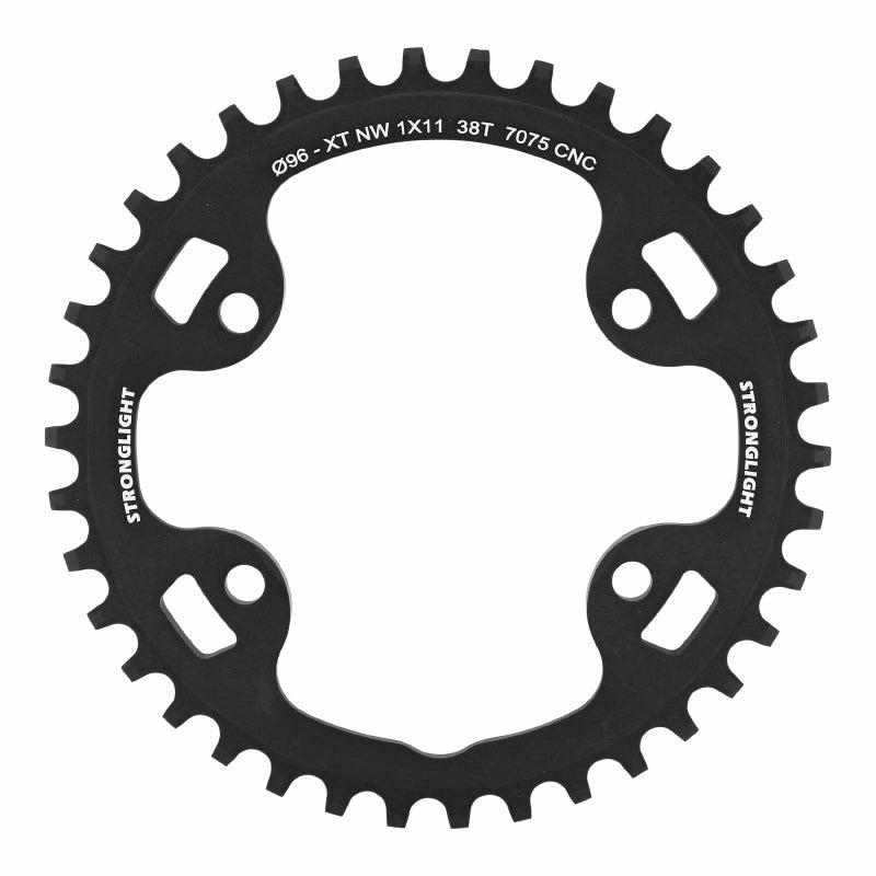 Plateau VTT Stronglight 4 branches 96 mm pour Shimano XT M8000-SLX M7000 mono noir 11 v narrow wide – 38 dents