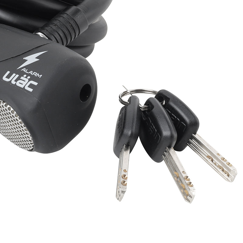 Antivol spirale à clé P2R Ø 12 mm 1,20 m noir avec support et alarme
