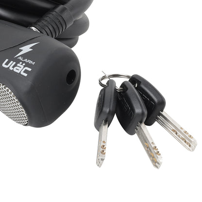 Antivol spirale à clé P2R Ø 12 mm 1,20 m noir avec support et alarme