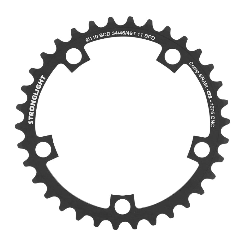 Plateau route Stronglight 5 branches 110 mm pour SRAM Red, Force, Rival intérieur noir CT2 11 v – 34 46-48-49