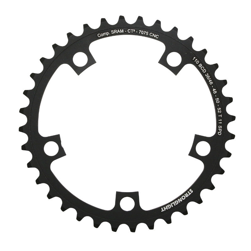 Plateau route Stronglight 5 branches 110 mm pour SRAM Red, Force, Rival intérieur noir CT2 11 v – 36 46-48-50-52