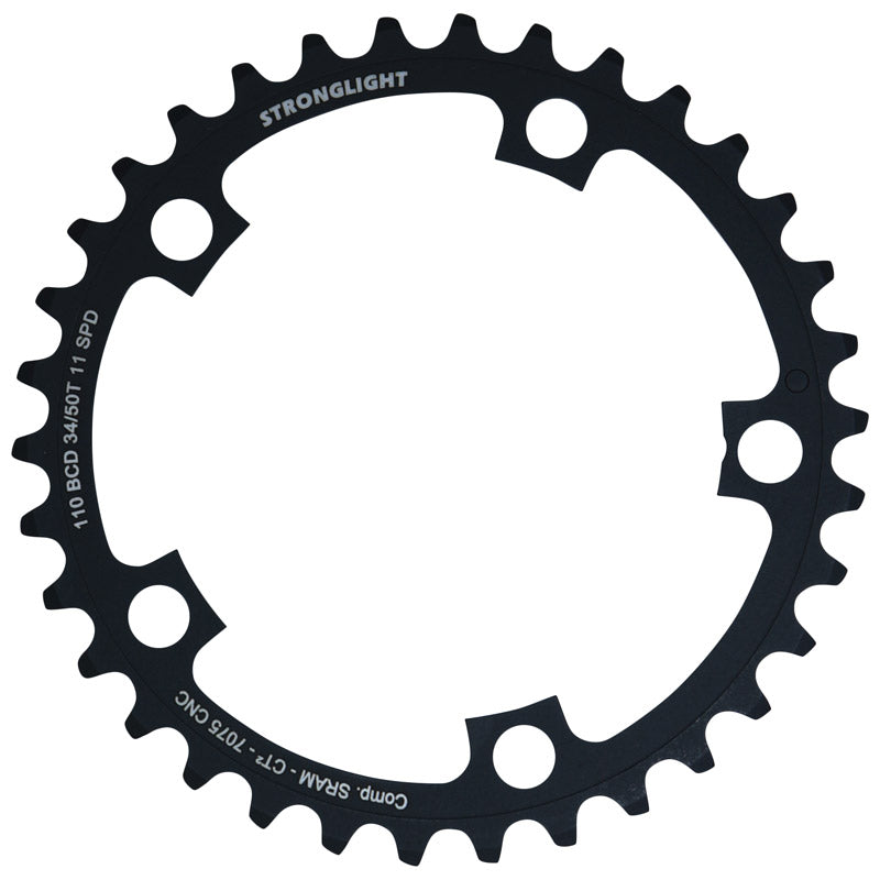 Plateau route Stronglight 5 branches 110 mm pour SRAM Red, Force, Rival intérieur noir CT2 11 v – 34 50