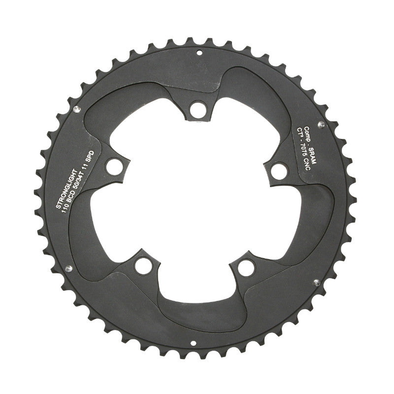 Plateau route Stronglight 5 branches 110 mm pour SRAM Red, Force, Rival extérieur noir CT2 11 v – 50 34