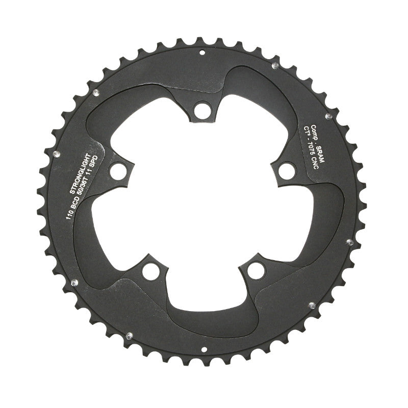 Plateau route Stronglight 5 branches 110 mm pour SRAM Red, Force, Rival extérieur noir CT2 11 v – 50 36
