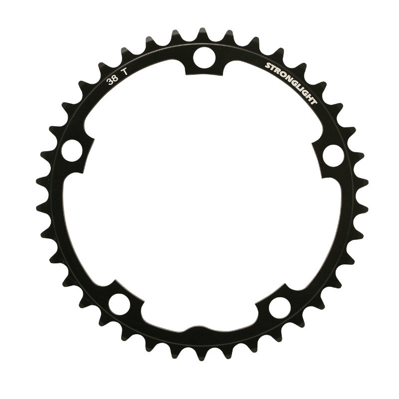 Plateau route Stronglight 5 branches 130 mm type Shimano intérieur noir Dural 8-9 v – 38 dents