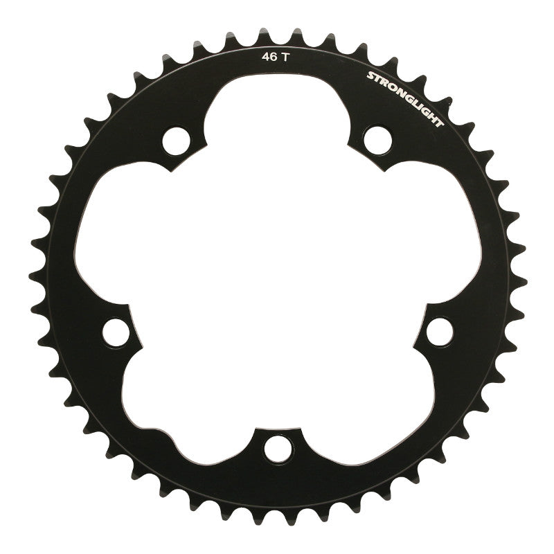 Plateau route Stronglight 5 branches 130 mm type Shimano noir Dural 8-9 v – 46 dents