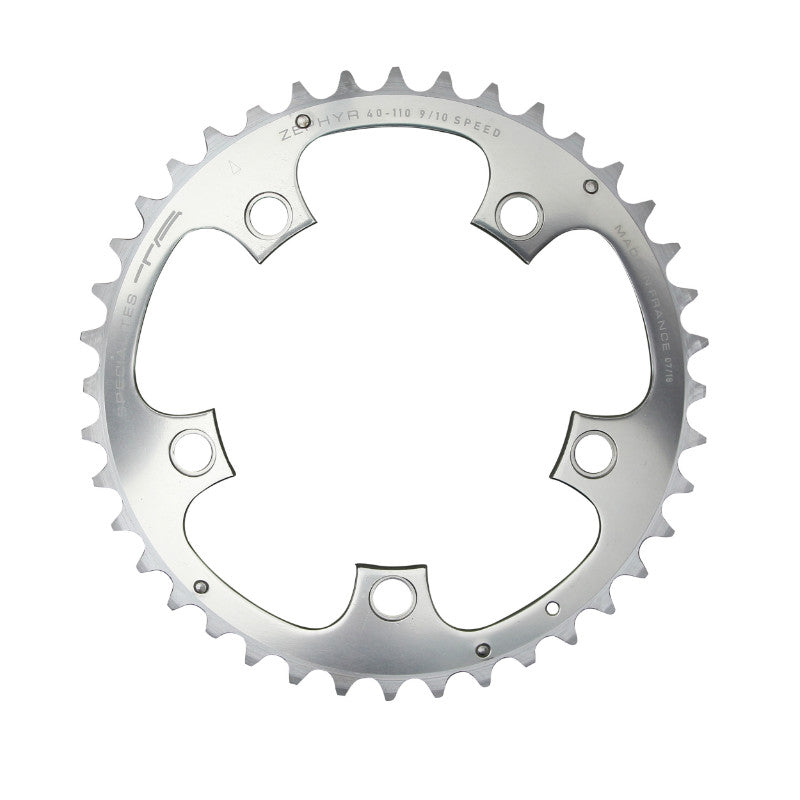 Plateau route TA Zephyr 5 br. 110 mm type Shimano extérieur argent 9-10 v – 40 dents