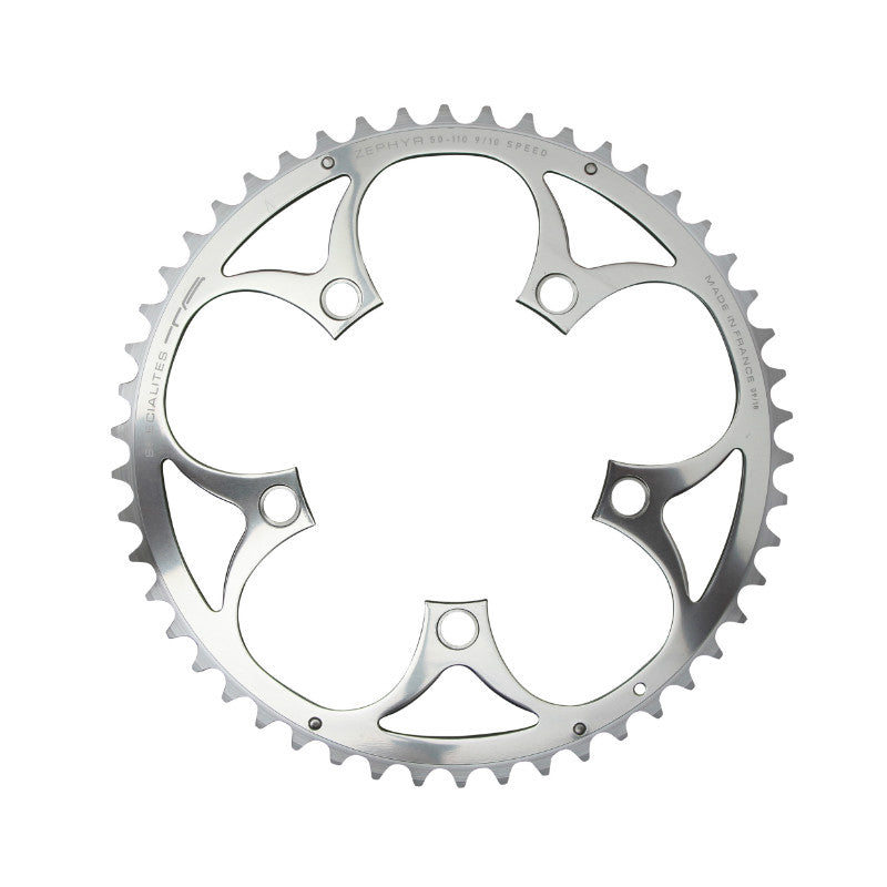 Plateau route TA Zephyr 5 br. 110 mm type Shimano extérieur argent 9-10 v – 50 dents
