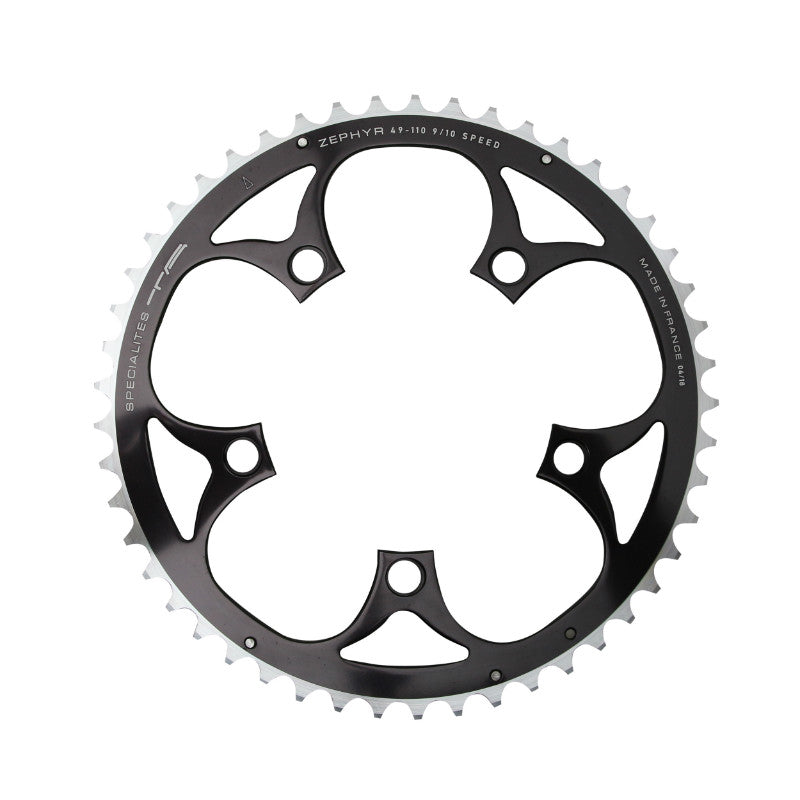 Plateau route TA Zephyr 5 br. 110 mm type Shimano extérieur noir 9-10 v – 46 dents