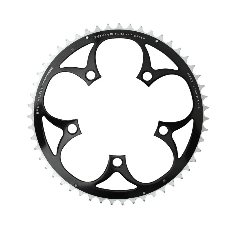 Plateau route TA Zephyr 5 br. 110 mm type Shimano extérieur noir 9-10 v – 51 dents