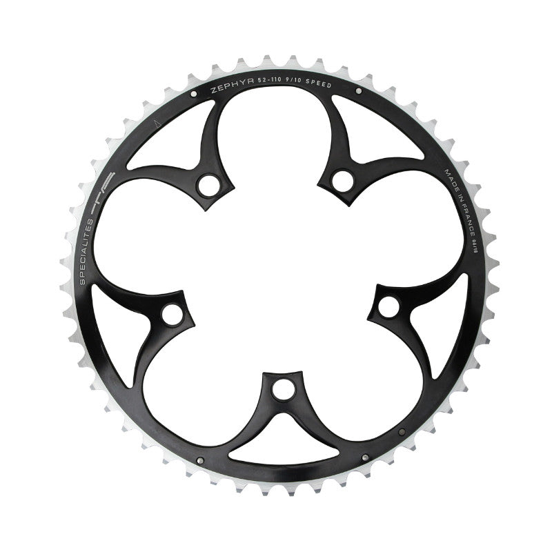 Plateau route TA Zephyr 5 br. 110 mm type Shimano extérieur noir 9-10 v – 52 dents