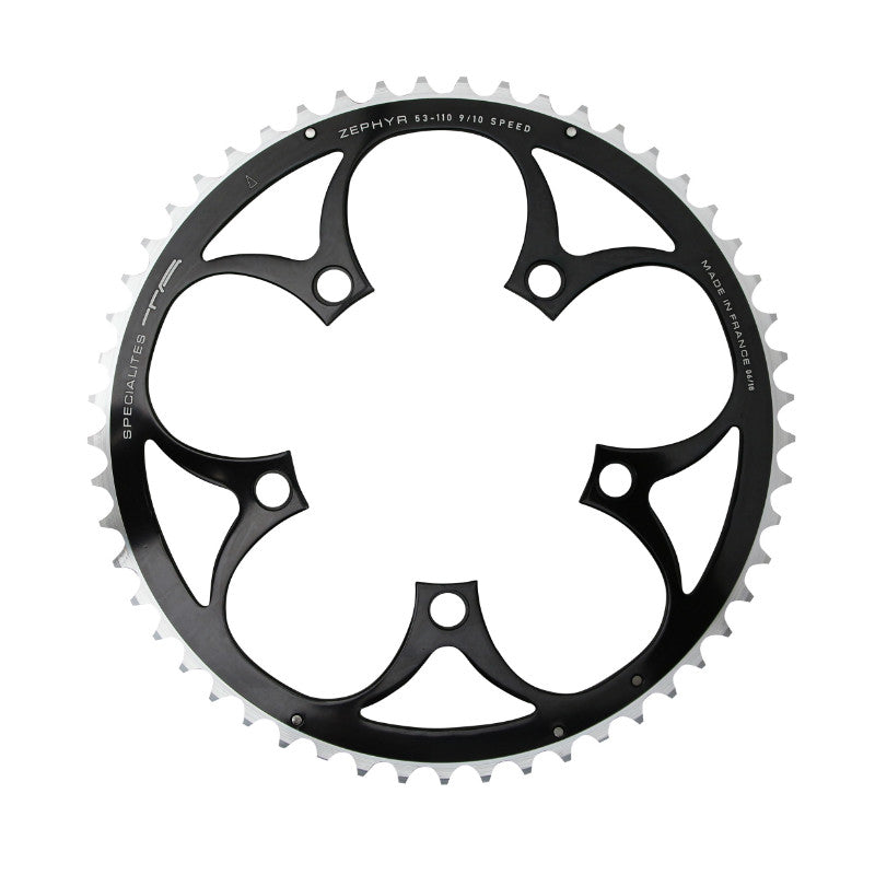 Plateau route TA Zephyr 5 br. 110 mm type Shimano extérieur noir 9-10 v – 53 dents