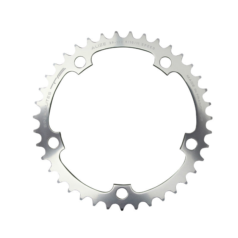 Plateau route TA Alize 5 br. 130 mm type Shimano intérieur argent 8-9-10 v – 39 dents