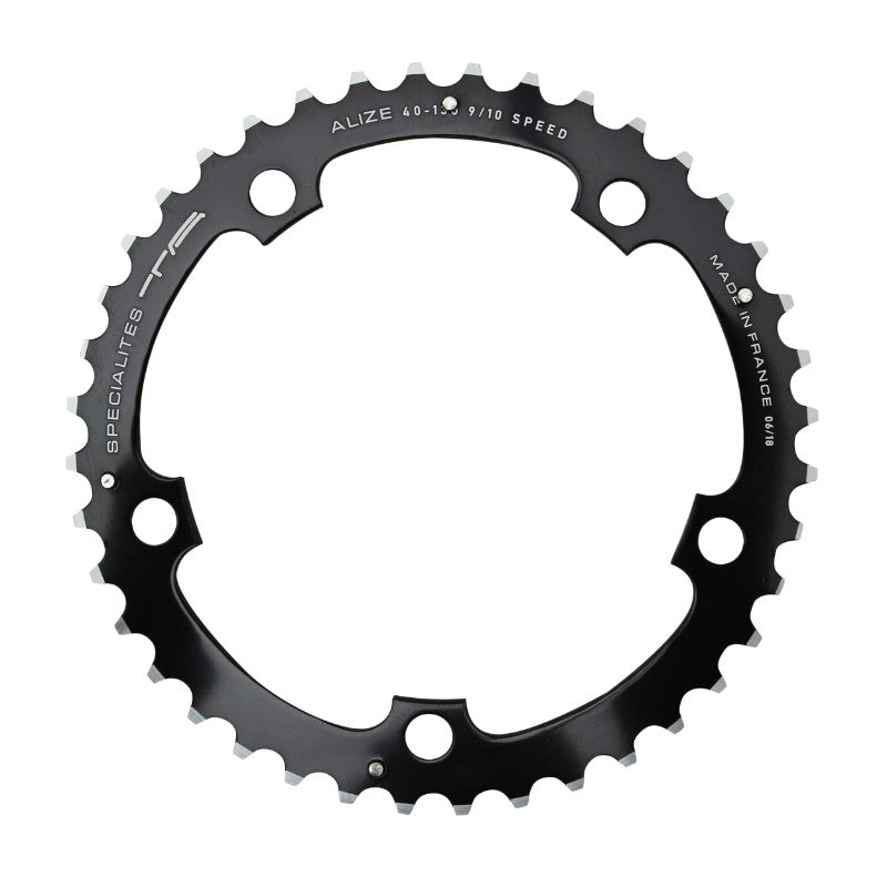 Plateau route TA Alize 5 br. 130 mm type Shimano milieu triple noir 8-9-10 v – 40 dents