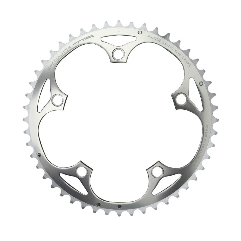 Plateau route TA Alize 5 br. 130 mm type Shimano extérieur argent 8-9-10 v – 50 dents