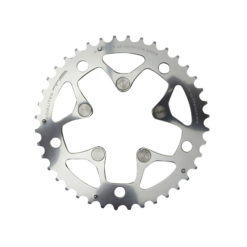 Plateau route TA Alize 5 br. 130 mm type Shimano porteur triple argent 8-9-10 v – 42 dents