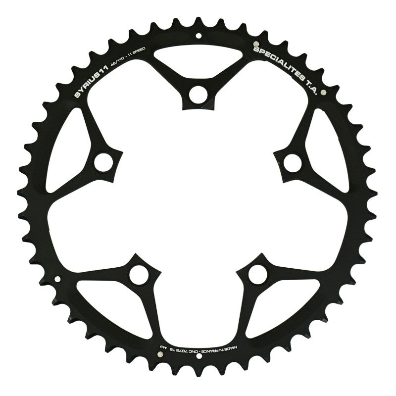 Plateau route TA Syrius 5 br. 110 mm type Shimano extérieur noir 10-11 v – 48 dents