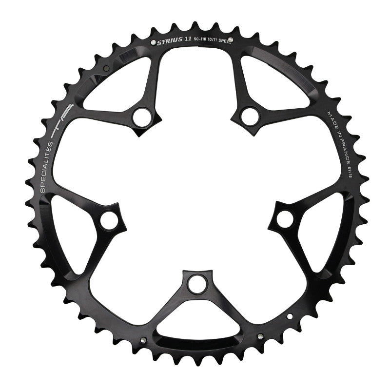 Plateau route TA Syrius 5 br. 110 mm type Shimano extérieur noir 10-11 v – 51 dents