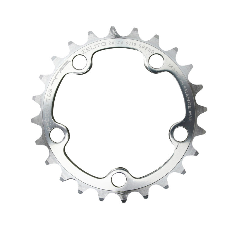 Plateau route TA Zelito 5 br. 74 mm type Shimano intérieur triple argent 9-10 v – 28 dents
