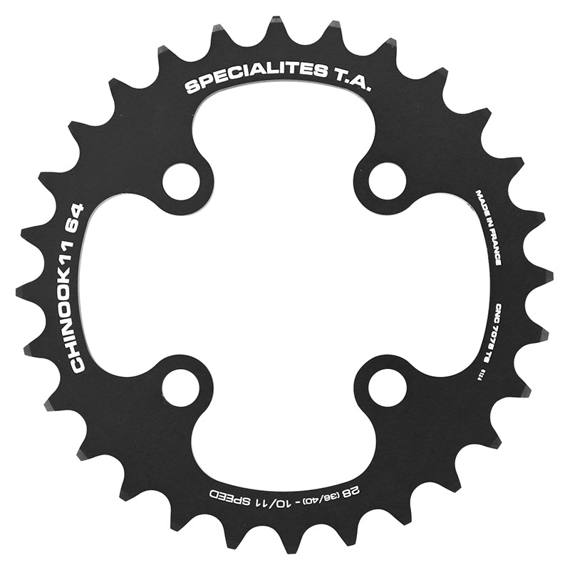 Plateau VTT TA Chinook 4 br. 64 mm pour Shimano-SRAM-FSA intérieur double noir 10-11 v – 28 dents