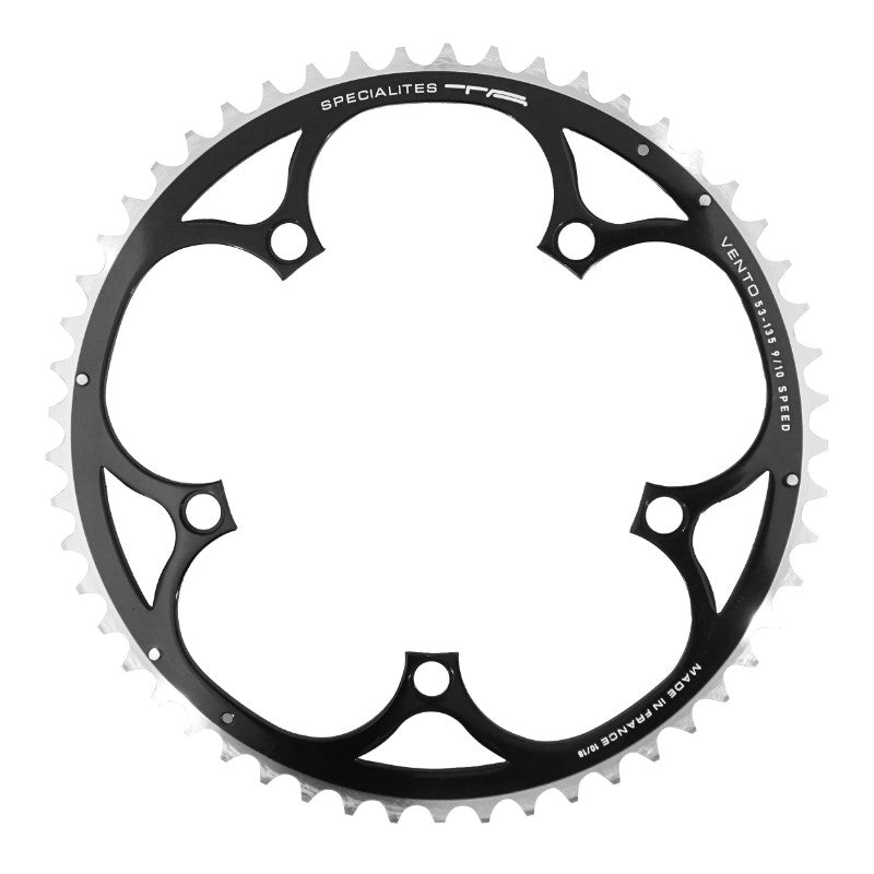 Plateau route TA Vento 5 br. 135 mm type Campagnolo extérieur noir 9-10 v – 53 dents